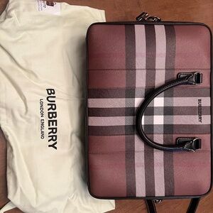 Burberry Dark Birch Brown Giant Checkered Briefcase